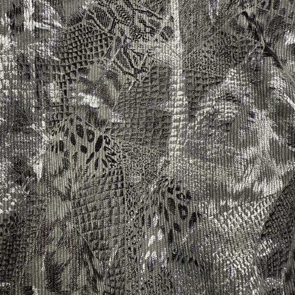 Gray Metallic Animal Print 3/4 Sleeve Blazer Jacket Size M Cocktail Dressbarn - Picture 4 of 5